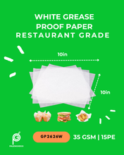 Load image into Gallery viewer, White Grease-Proof Paper – Restaurant Grade | 100pcs
