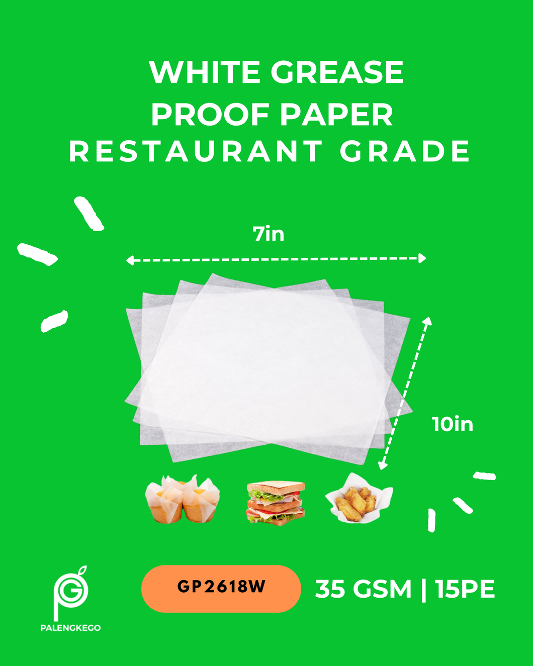White Grease-Proof Paper – Restaurant Grade | 100pcs